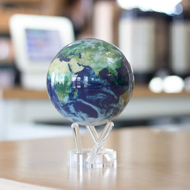 MOVA Light-Powered 4.5-Inch Self-Rotating Globe – Cloud-Finished Earth Display Model