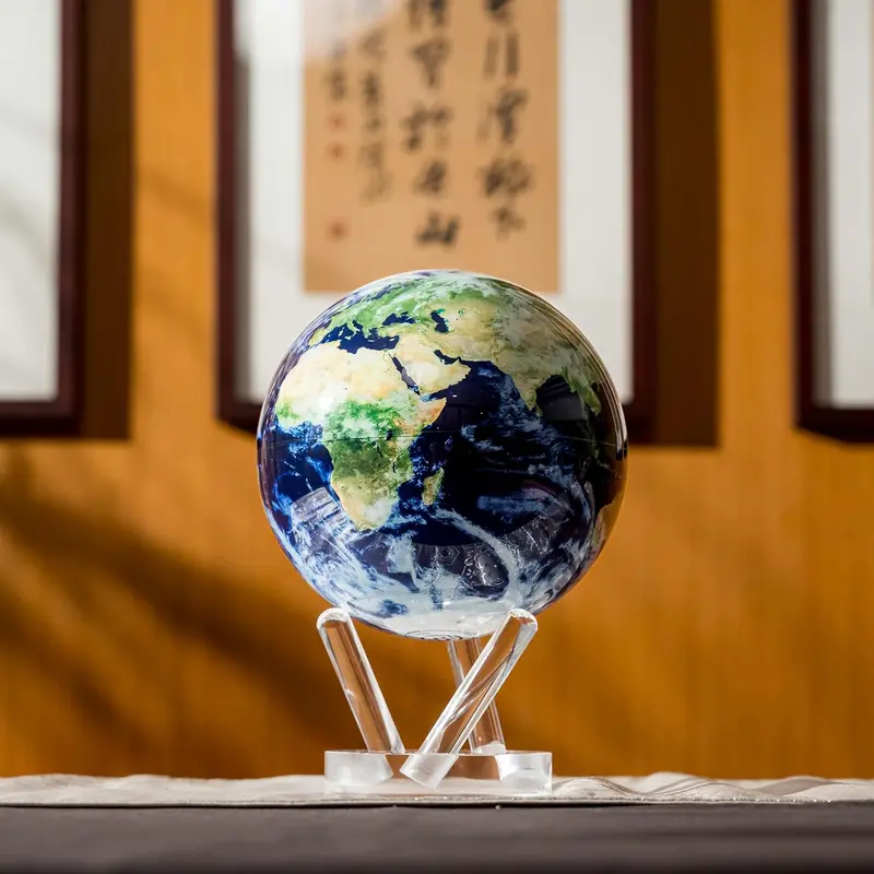 MOVA Light-Powered 4.5-Inch Self-Rotating Globe – Cloud-Finished Earth Display Model