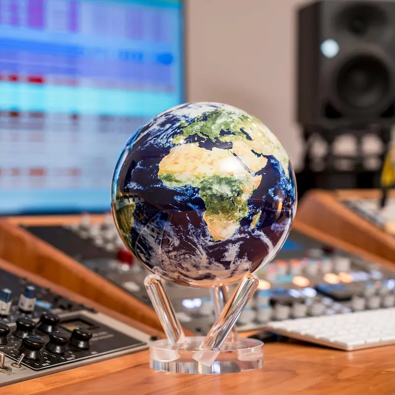 MOVA Light-Powered 4.5-Inch Self-Rotating Globe – Cloud-Finished Earth Display Model