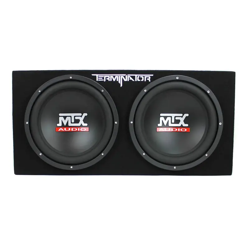 MTX ThunderForm Dual 12-Inch Car Subwoofer System – Enclosed Box with Amp and Wiring Kit