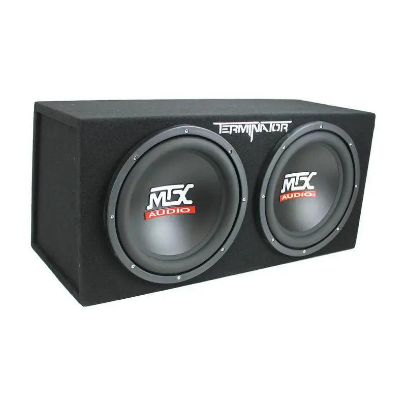 MTX TNE212D 12-Inch 1200W Dual-Subwoofer Enclosure with 1500W Amplifier and Power Capacitor
