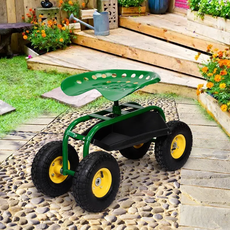 Multi-Function Garden Wagon – Rolling Work Seat & Planting Scooter for Yard Tasks 2