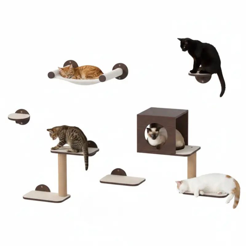 Multi-Functional Cat Wall System – Hammock, Hideout, Steps, and Sisal Scratcher