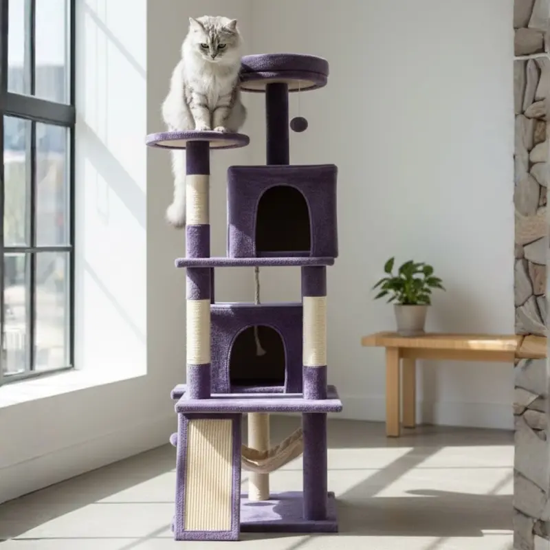 Multi-Level Cat Condo Tower – Enclosed Cubbies, Open Platforms & Durable Scratching Surfaces