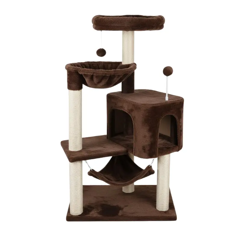 Multi-Level Cat Tower – Playful Condo, Hanging Hammock, and Sisal-Wrapped Scratching Posts 2