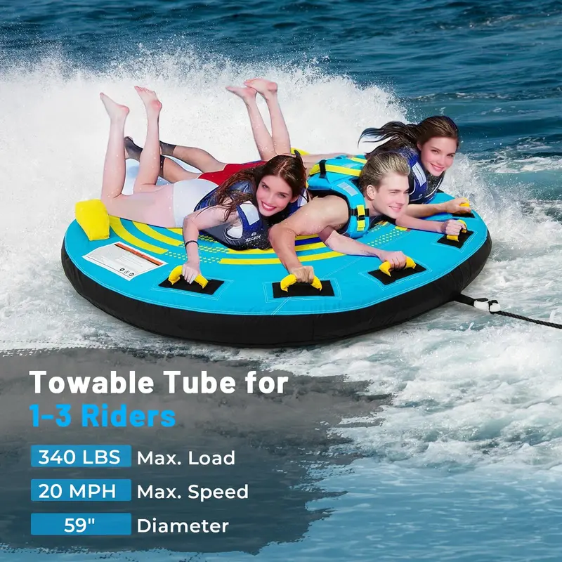 Multi-Rider Inflatable Boat Tube – 1–3 Person Towable with Integrated Quick-Connect Fitting and Drain Plug 2