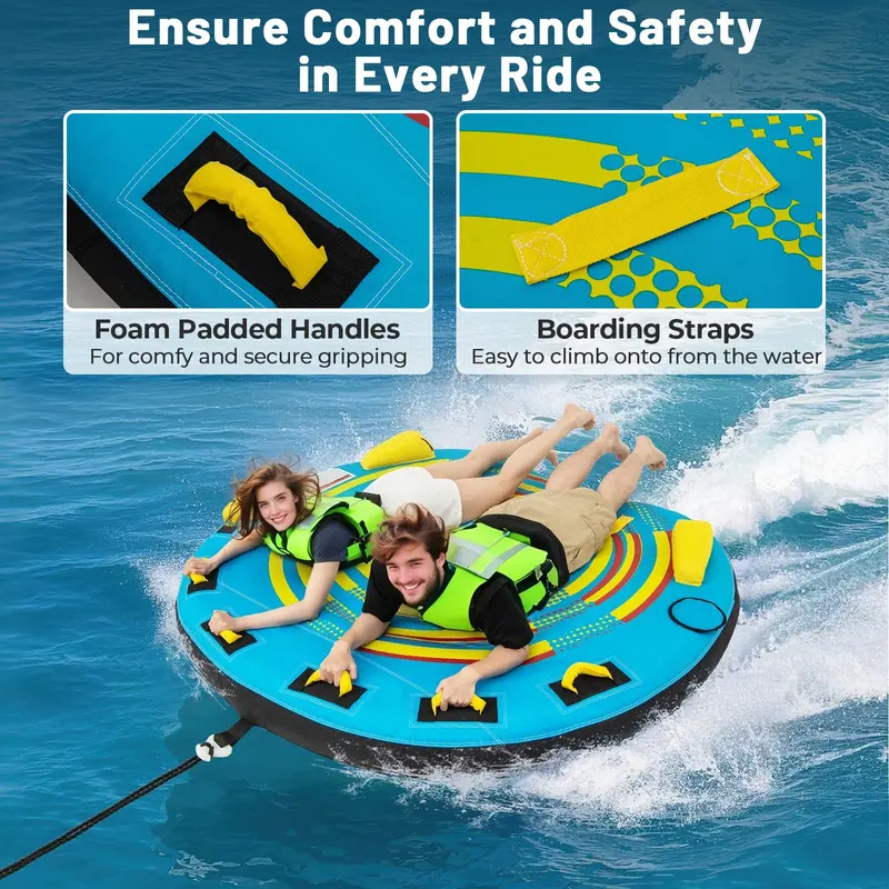 Multi-Rider Inflatable Boat Tube – 1–3 Person Towable with Integrated Quick-Connect Fitting and Drain Plug
