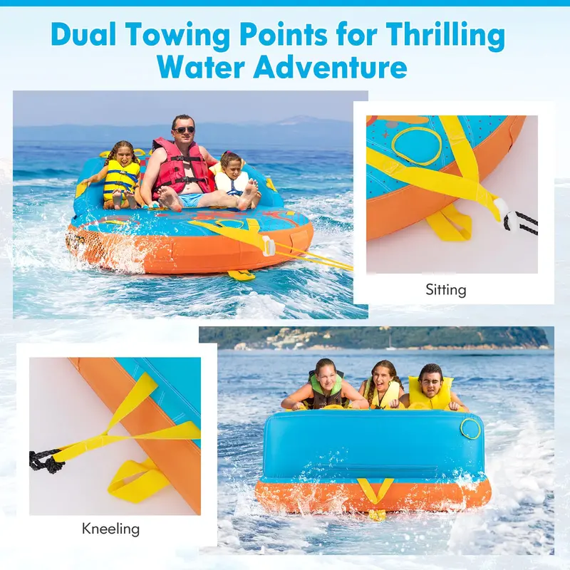 Multi-Rider Inflatable Towable Tube – Durable Water Sport Pull Toy for 1–3 People 2