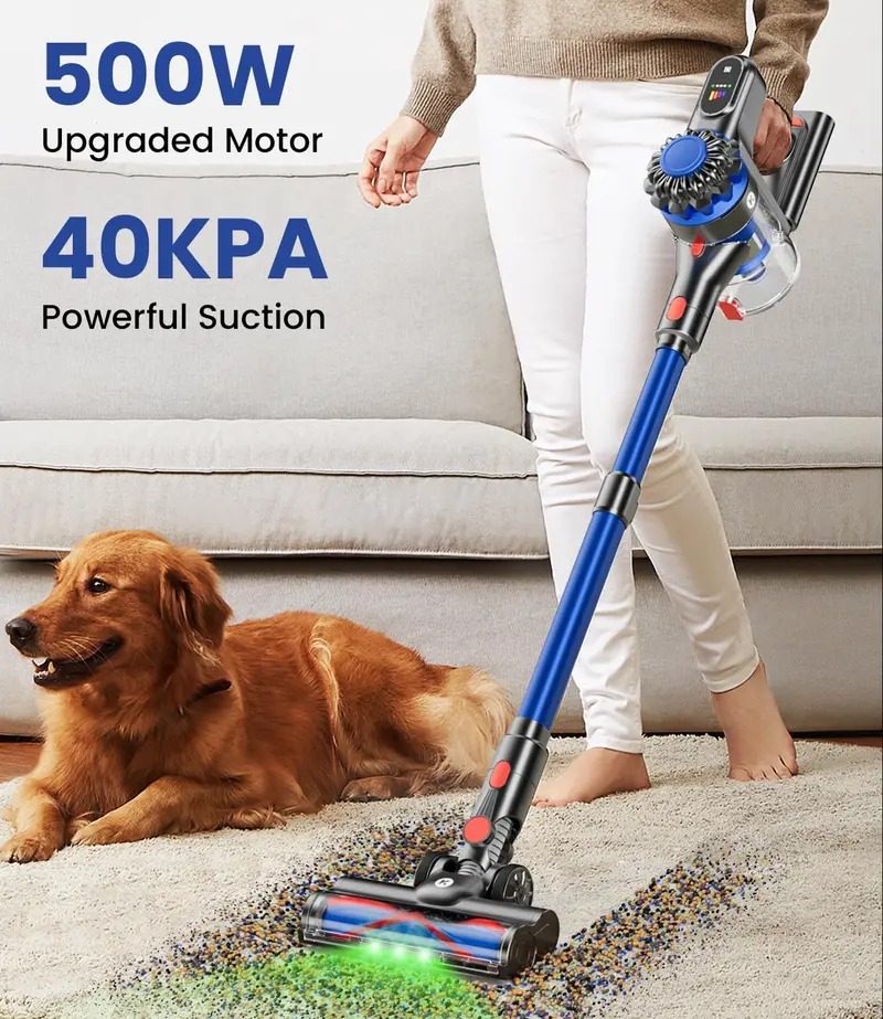 Multi-Surface Cordless Vacuum: 500W/40KPA, 60-Min Runtime, LED Display, Anti-Tangle Technology, Wall-Mount Charging, 8-in-1 Tool Set 2