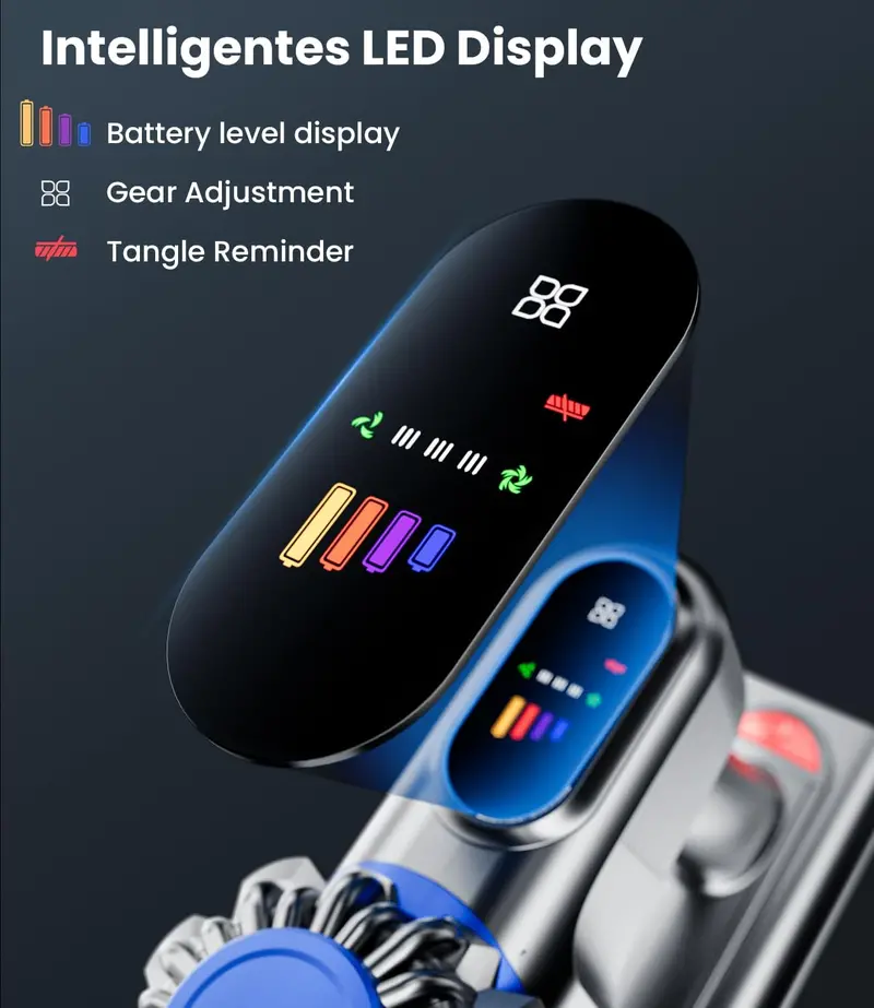 Multi-Surface Cordless Vacuum: 500W/40KPA, 60-Min Runtime, LED Display, Anti-Tangle Technology, Wall-Mount Charging, 8-in-1 Tool Set