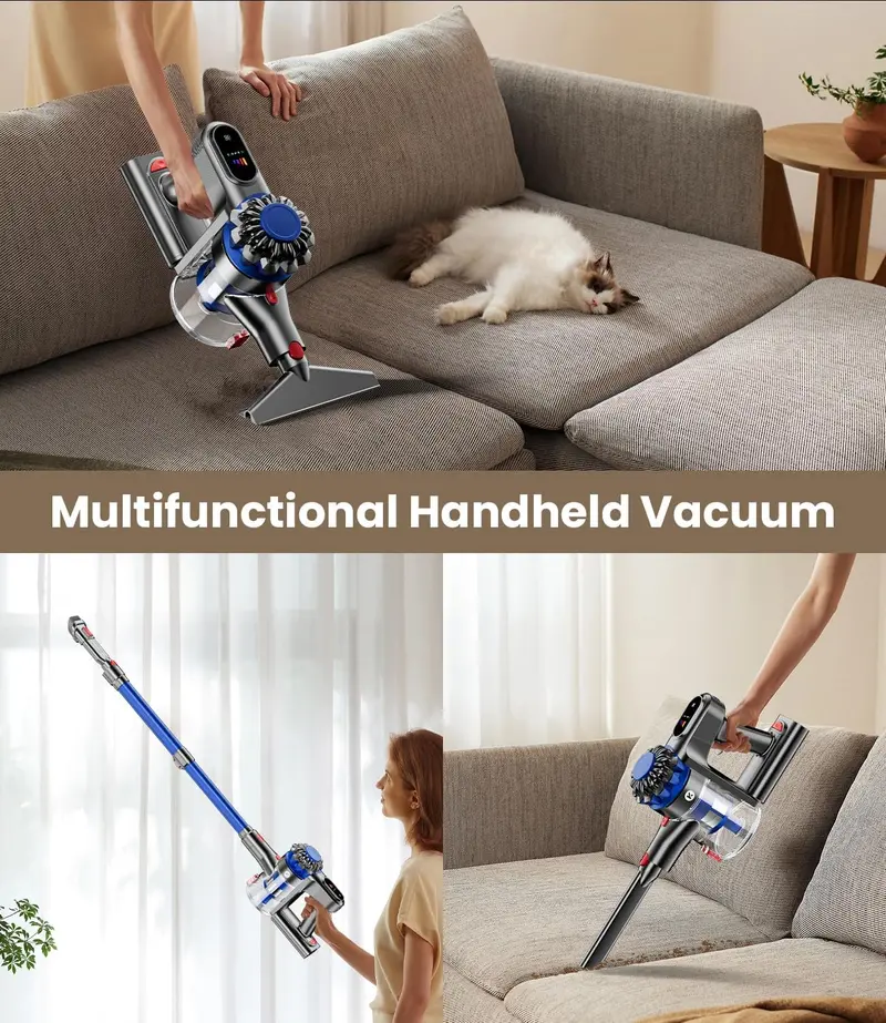 Multi-Surface Cordless Vacuum: 500W/40KPA, 60-Min Runtime, LED Display, Anti-Tangle Technology, Wall-Mount Charging, 8-in-1 Tool Set