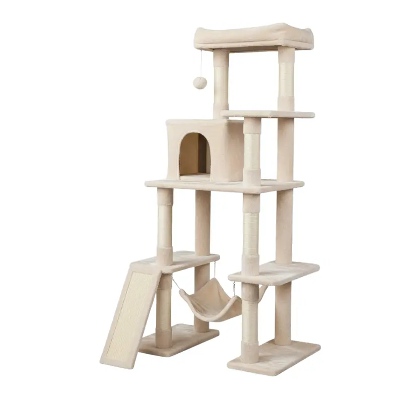 Multi-Tier Cat Tree with Scratching Posts, Cozy Condo, and Hanging Hammock 2