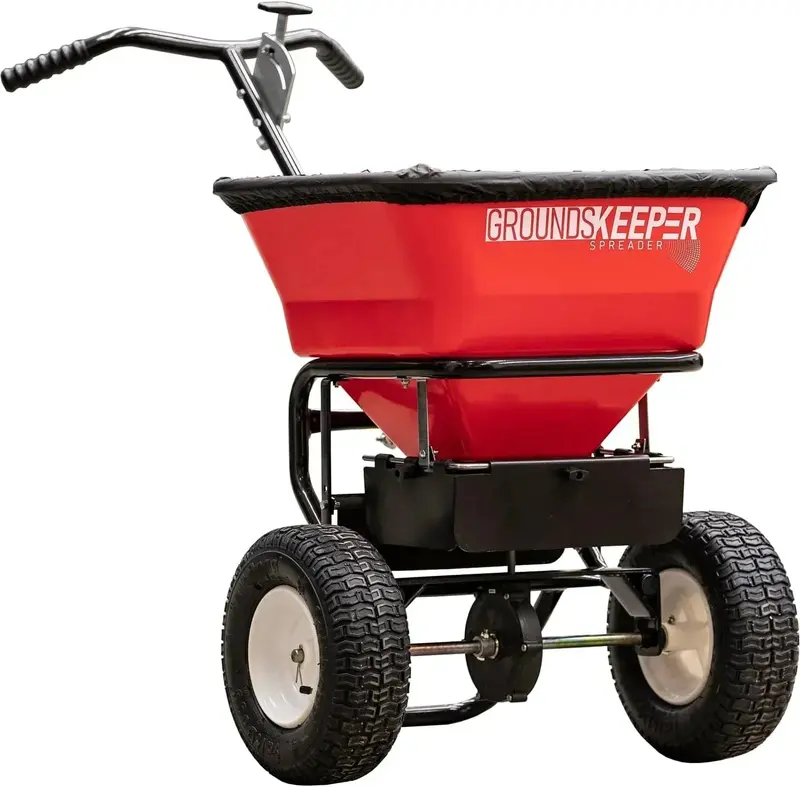 Multi-Use Walk-Behind Push Spreader – 100-Pound Capacity for Grass Seed, Ice Melt, Fertilizer, and Lawn Treatments