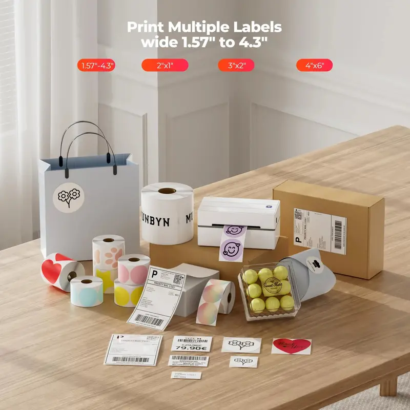 MUNBYN Portable Bluetooth Thermal Printer for 4x6 Shipping Labels