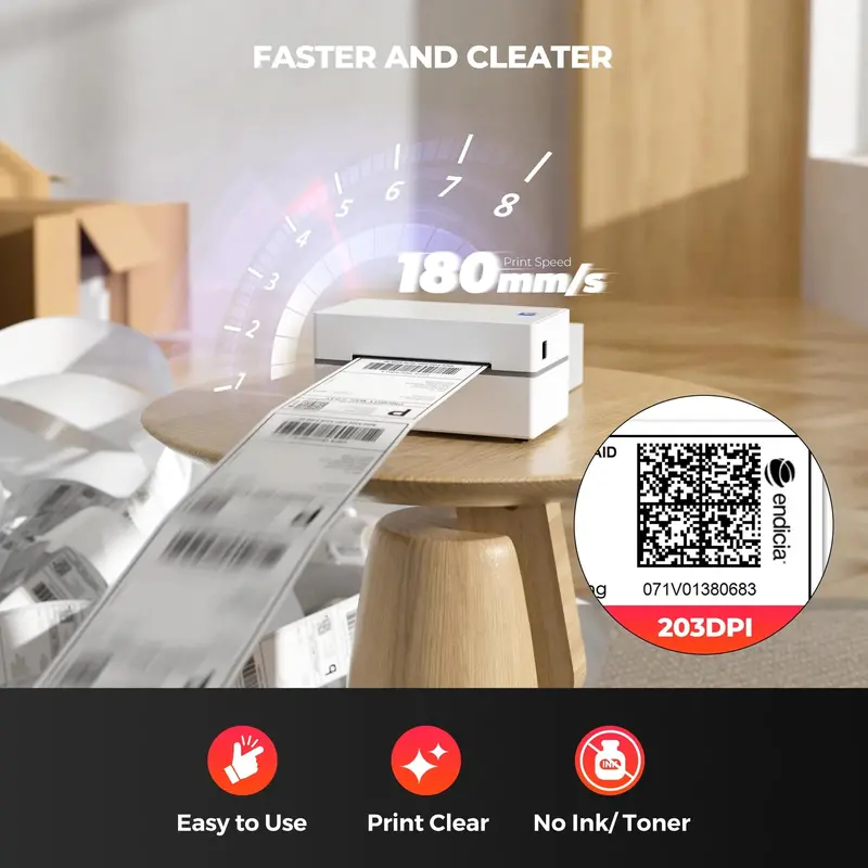 MUNBYN Portable Bluetooth Thermal Printer for 4x6 Shipping Labels
