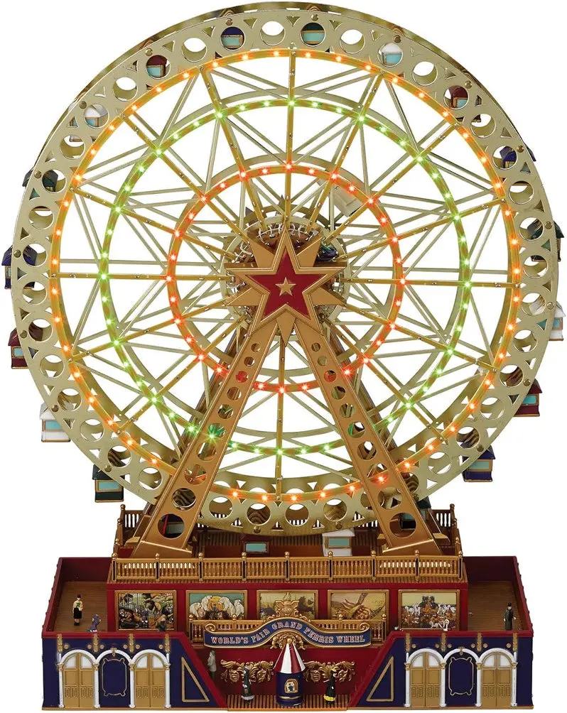 Musical Ferris Wheel & Carousel Christmas Decor – Animated Indoor Holiday Display Set (12" & 15")
