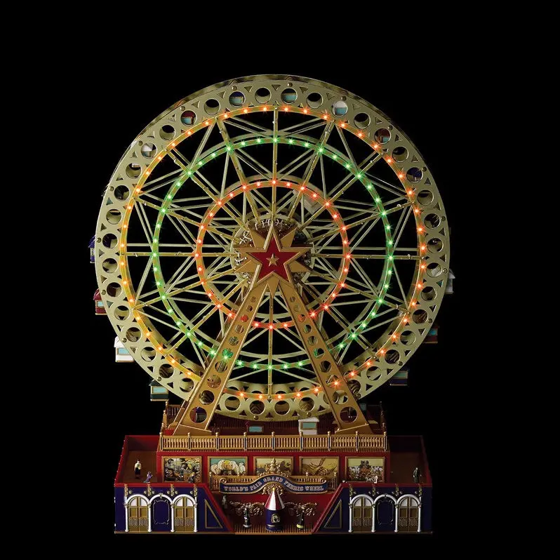 Musical Ferris Wheel & Carousel Christmas Decor – Animated Indoor Holiday Display Set (12" & 15")