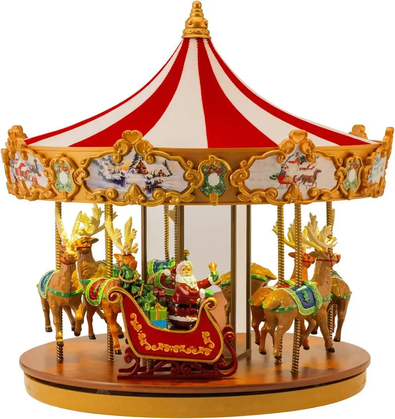 Musical Ferris Wheel & Carousel Christmas Decor – Animated Indoor Holiday Display Set (12" & 15")