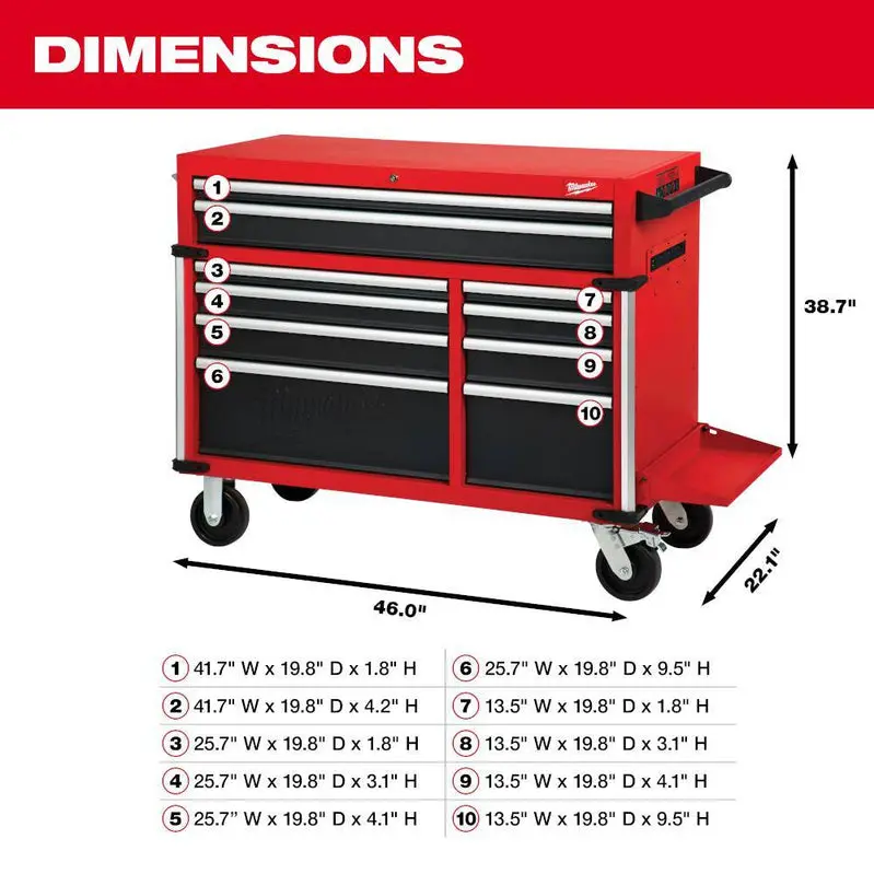 MW 46-Inch 18-Drawer Heavy-Duty Tool Chest and Cabinet Combo – Model 48-22-8546