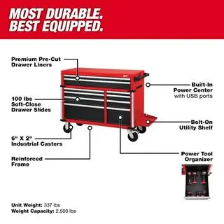 MW Professional 46" 18-Drawer Tool Storage System – Steel Chest & Cabinet Set (48-22-8546)