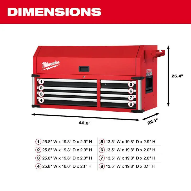 MW Professional 46" 18-Drawer Tool Storage System – Steel Chest & Cabinet Set (48-22-8546)