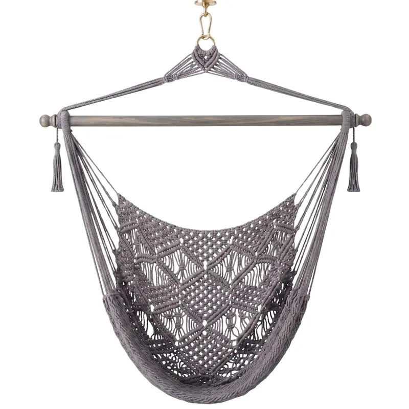 Natural Cotton Rope Hammock Chair Featuring 40-Inch Hardwood Spreader Bar 2