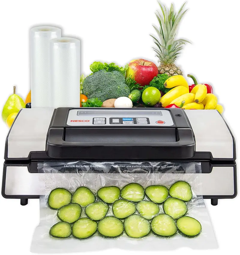 Nesco VS-12 Deluxe Vacuum Sealer – 130W, Viewing Lid, Includes Starter Bag Roll