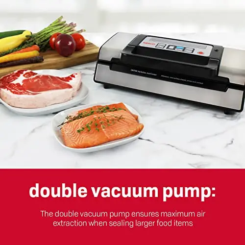 Nesco VS-12 Deluxe Vacuum Sealer – 130W, Viewing Lid, Includes Starter Bag Roll