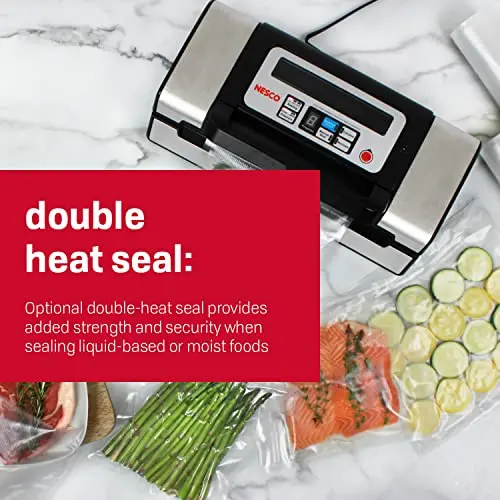 Nesco VS-12 Deluxe Vacuum Sealer – 130W, Viewing Lid, Includes Starter Bag Roll