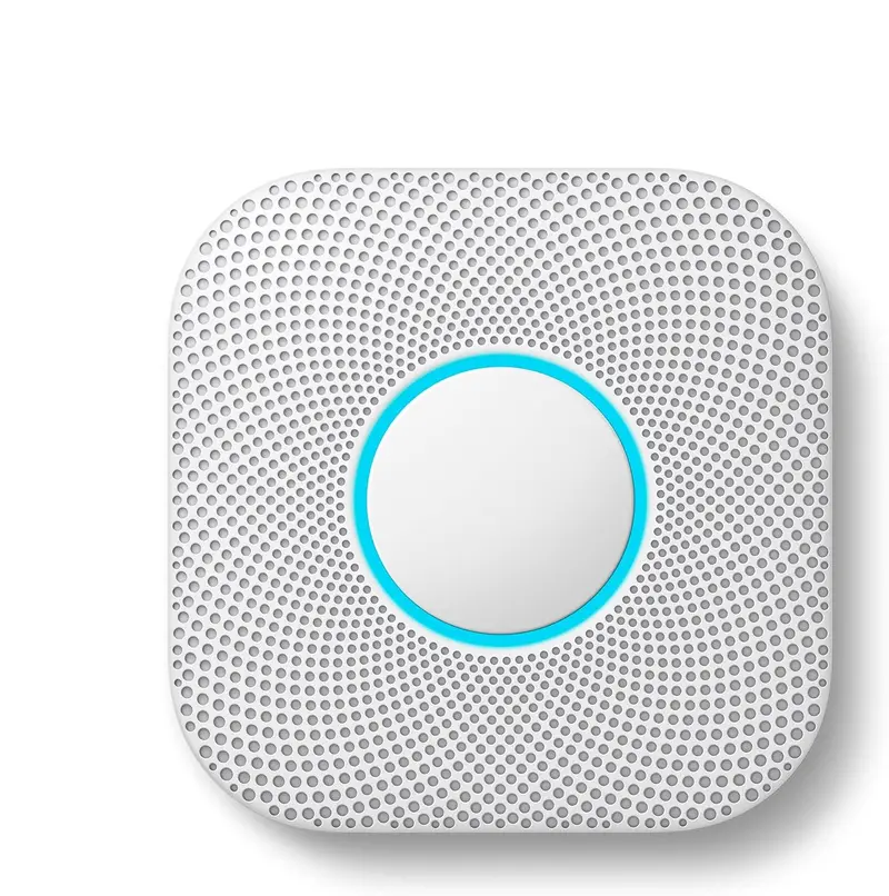 Nest Protect Battery-Powered Smoke and CO Alarm – Smart Detection, Voice Alerts, and Sleek White Design