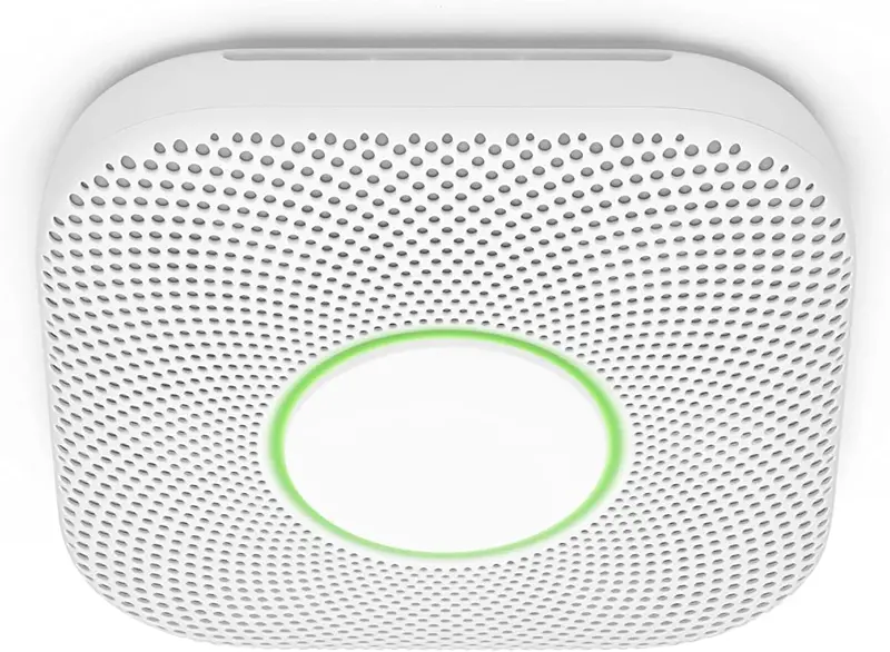 Nest Protect Battery-Powered Smoke and CO Alarm – Smart Detection, Voice Alerts, and Sleek White Design