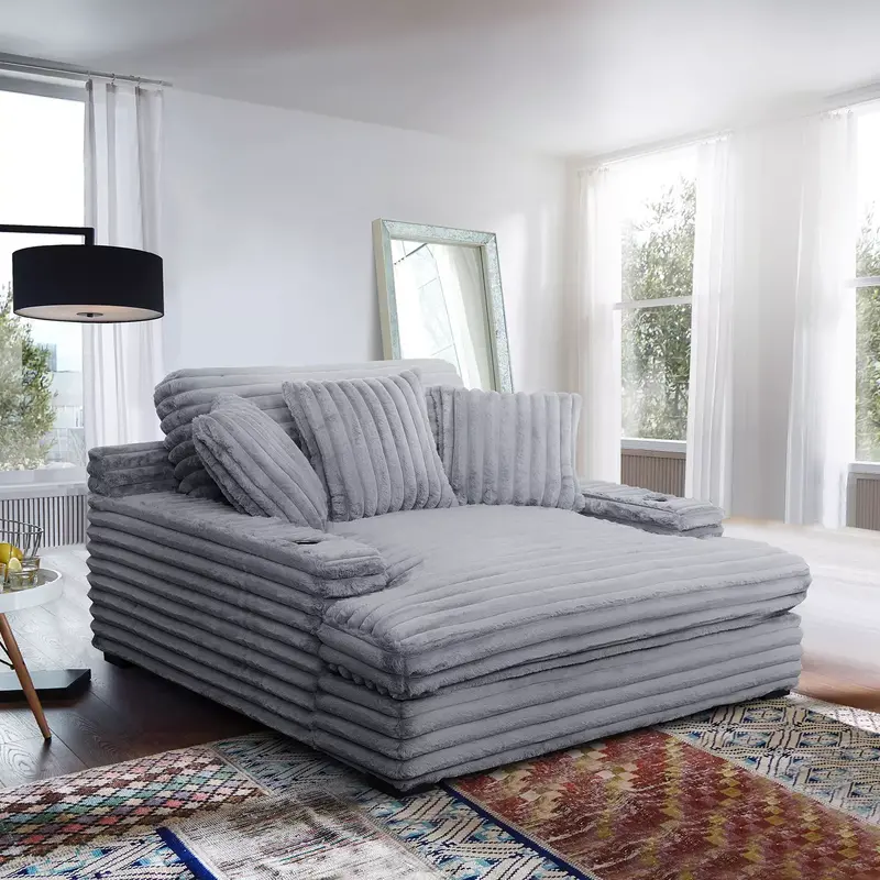 Nestle Chaise Lounge – Reclining Design with Dual Cup Holders and USB Charging Ports