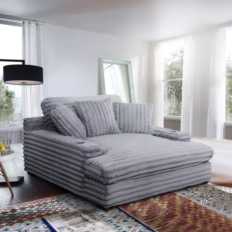 Nestle Chaise Lounge – Reclining Design with Dual Cup Holders and USB Charging Ports