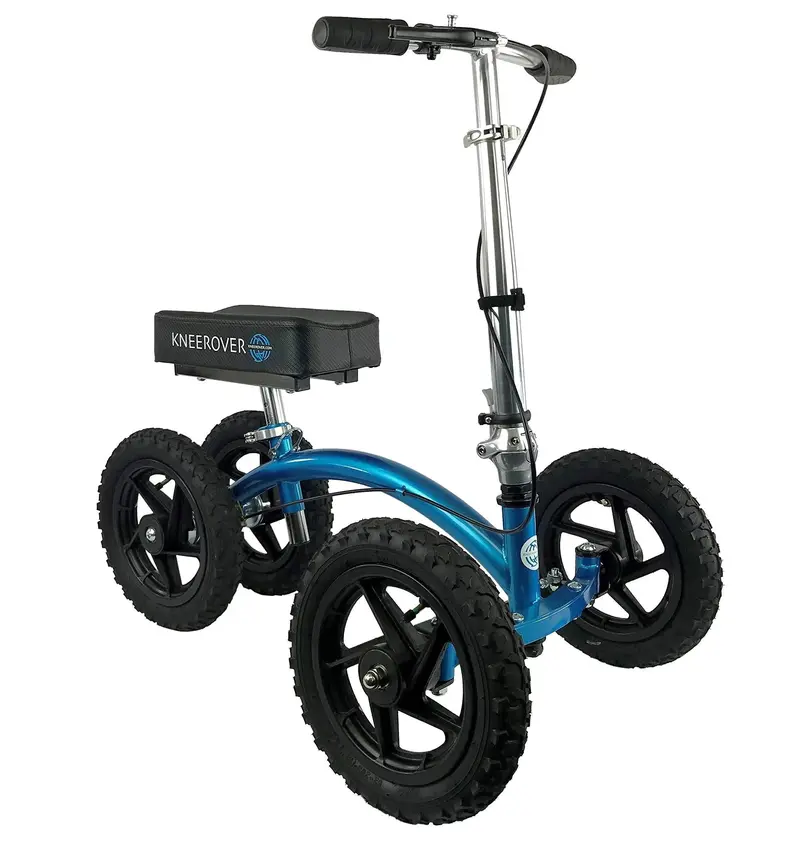 New KneeRover Quad Knee Walker – All-Terrain Mobility Scooter in Metallic Blue