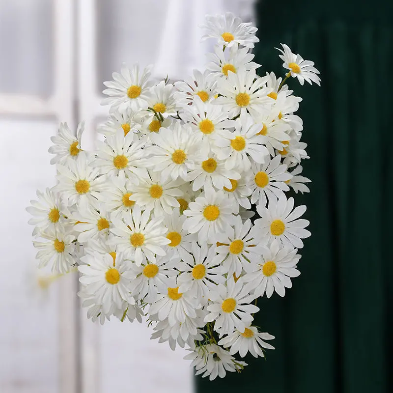 New York Aster Silk Stem Bundle – 5-Head Branch for Seasonal Tabletop & Wall Decor