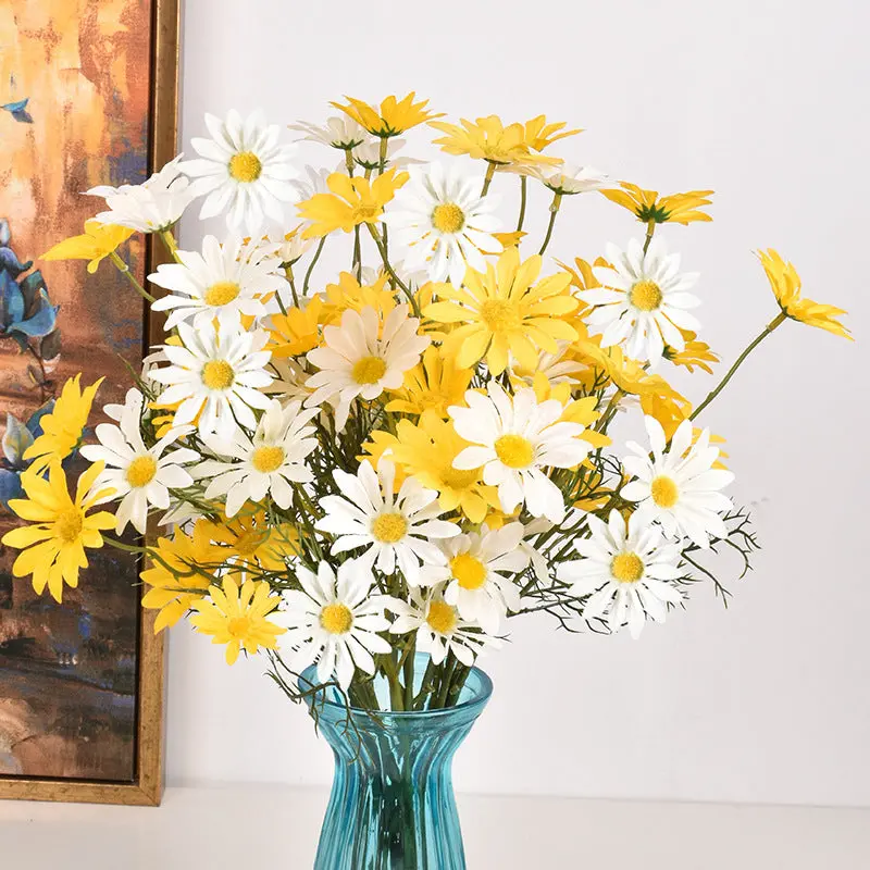 New York Aster Silk Stem Bundle – 5-Head Branch for Seasonal Tabletop & Wall Decor