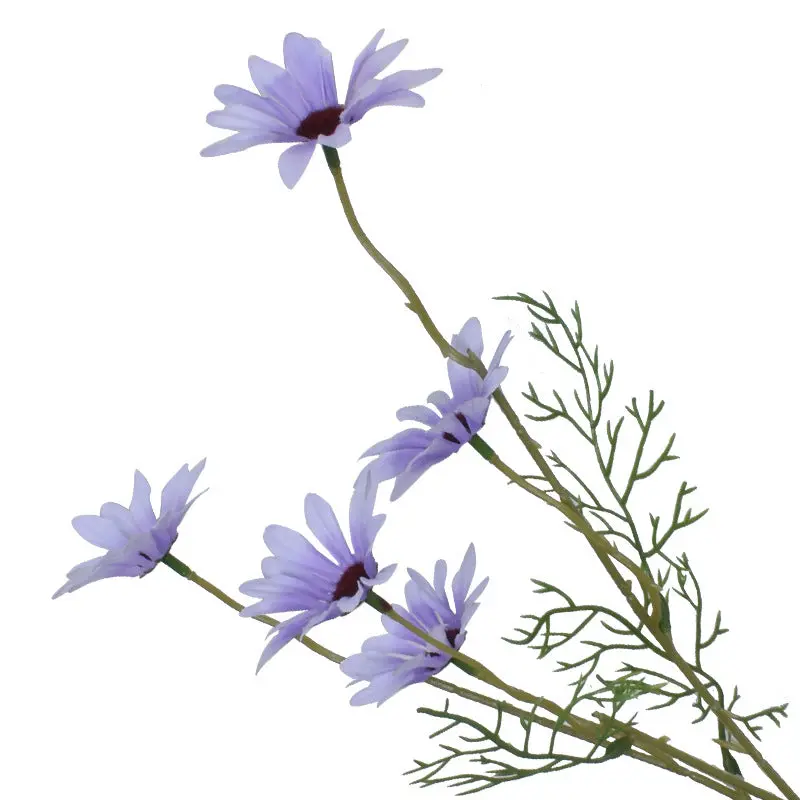 New York Aster Silk Stem Bundle – 5-Head Branch for Seasonal Tabletop & Wall Decor