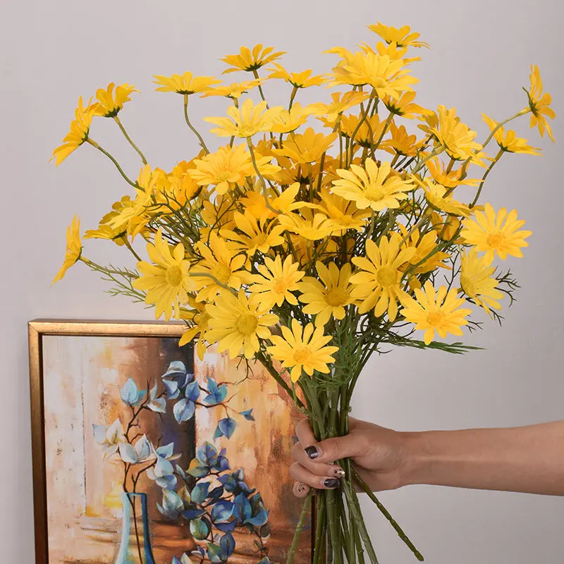 New York Aster Silk Stem Bundle – 5-Head Branch for Seasonal Tabletop & Wall Decor