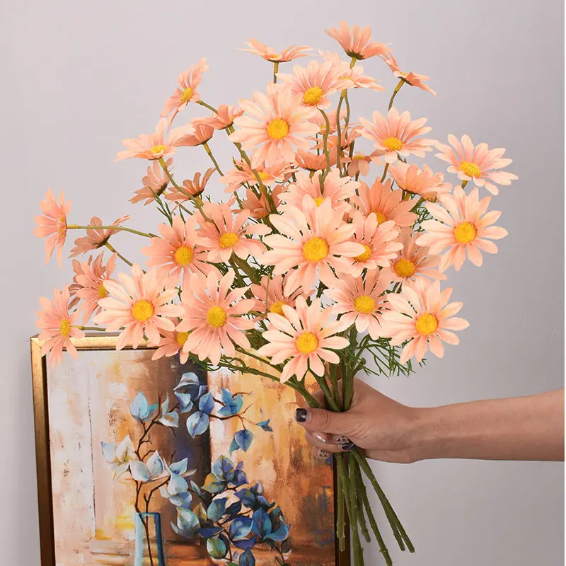 New York Aster Silk Stem Bundle – 5-Head Branch for Seasonal Tabletop & Wall Decor