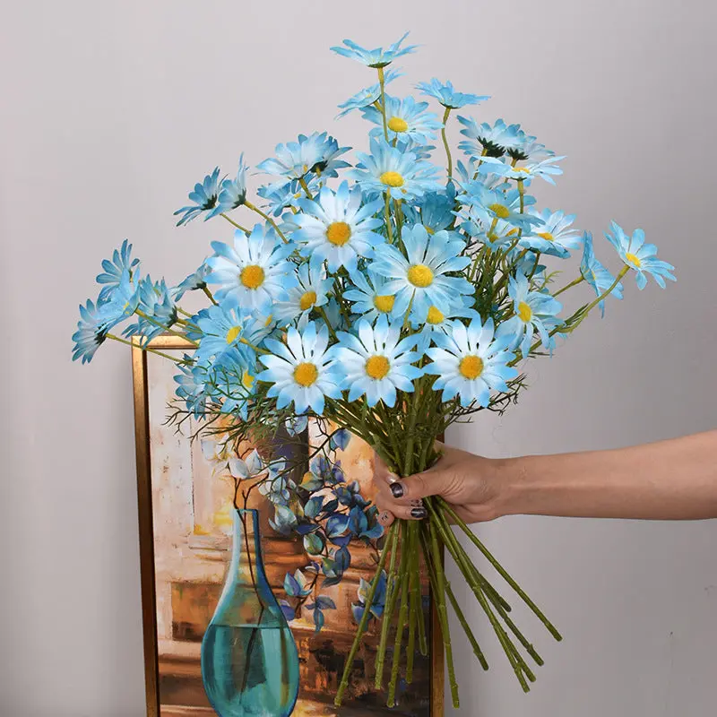 New York Aster Silk Stem Bundle – 5-Head Branch for Seasonal Tabletop & Wall Decor