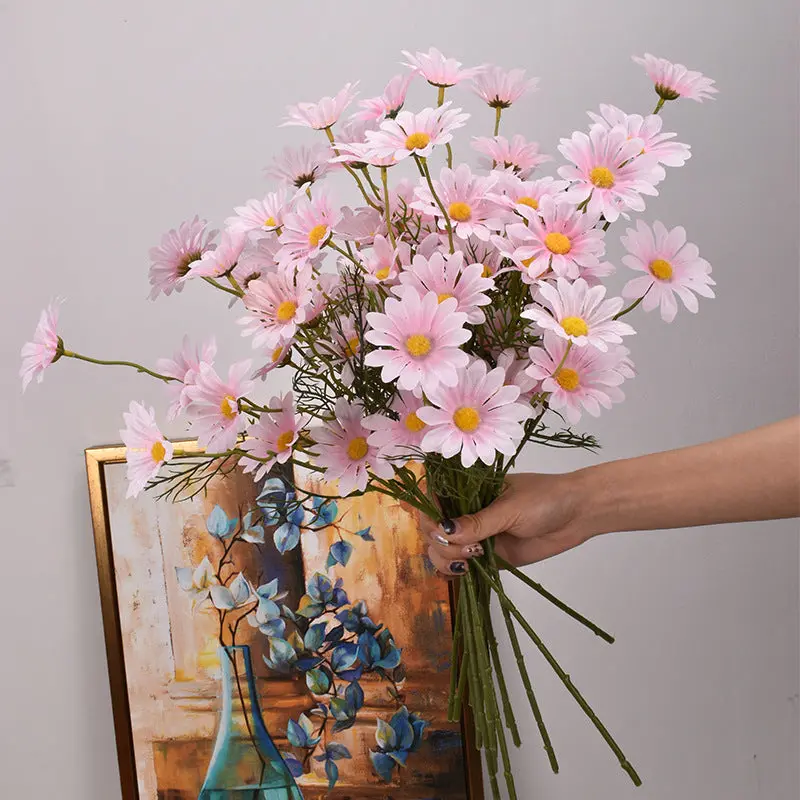 New York Aster Silk Stem Bundle – 5-Head Branch for Seasonal Tabletop & Wall Decor