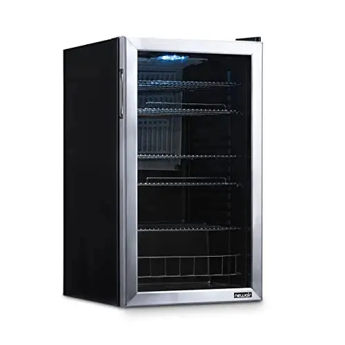 NewAir 126-Can Beverage Refrigerator – Freestanding Cooler with Tempered Glass Door and Right-Swing Hinge