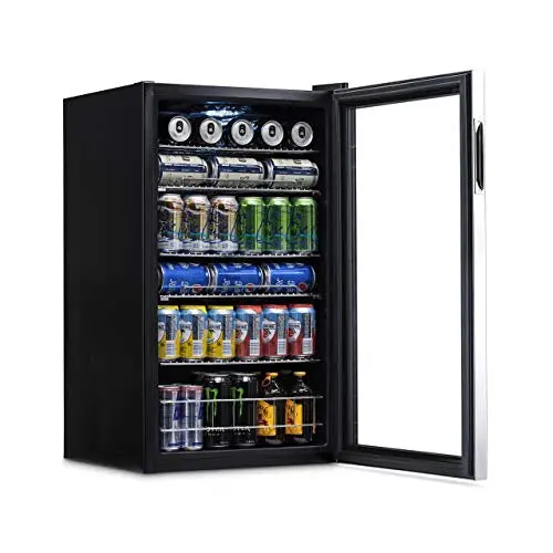 NewAir 126-Can Beverage Refrigerator – Freestanding Cooler with Tempered Glass Door and Right-Swing Hinge