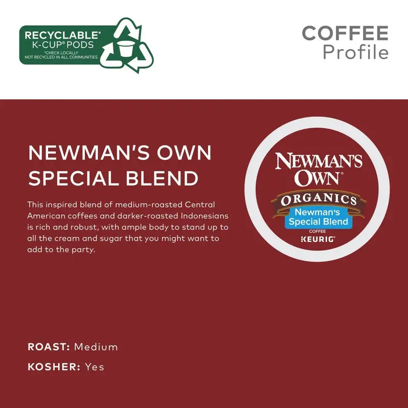 Newman’s Own Organics Special Blend K-Cup Pods – 100 Count, Fair Trade Certified Coffee