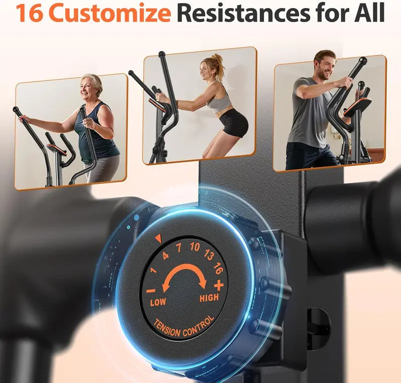 Niceday Elliptical Trainer – 20-Inch Stride, 16 Resistance Levels, 500-Pound User Capacity