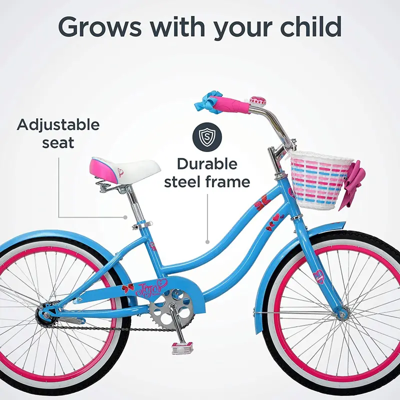 Nickelodeon JoJo Siwa Girls’ Cruiser Bike – 20-Inch Light Blue & Pink Youth Bicycle