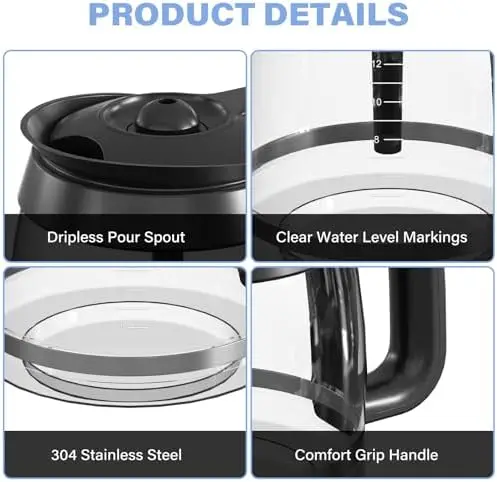 Ninja CE251/CE201-Compatible 12-Cup Coffee Carafe – BPA-Free Replacement for Ninja Coffee Bar Systems