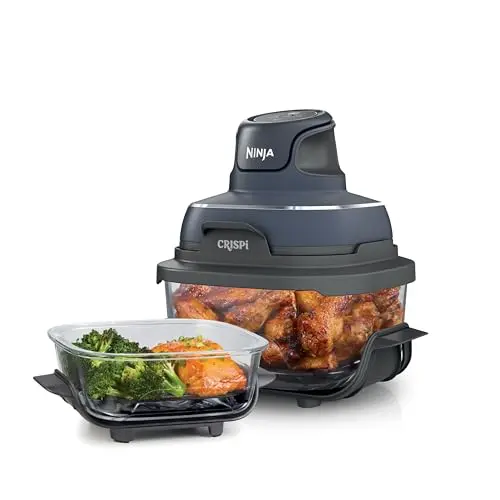 Ninja Crispi Glass Air Fryer – 4-Quart + 6-Cup Dual Cooking System with Dishwasher-Safe Containers and Multiple Functions