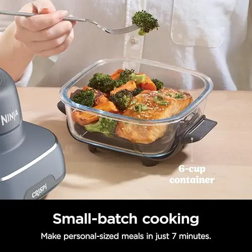 Ninja Crispi Glass Air Fryer – 4-Quart + 6-Cup Dual Cooking System with Dishwasher-Safe Containers and Multiple Functions
