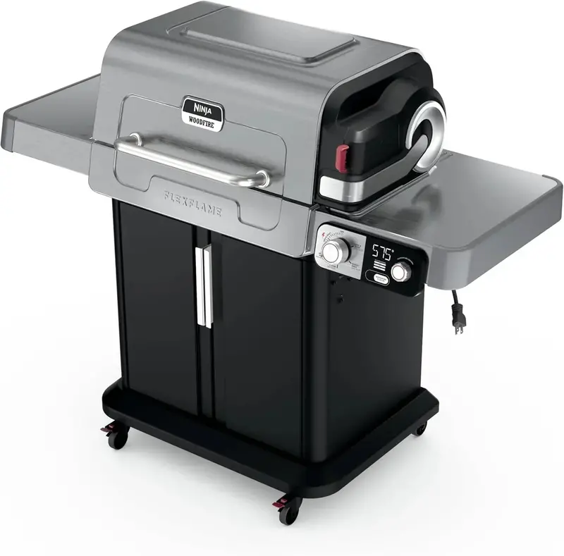 Ninja FlexFlame PG301 Grill & Smoker – 5-in-1 Electric/Propane System with Digital Controls, Griddle, and Pizza Function